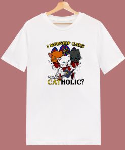 I Worship Cats Funny T Shirt Style