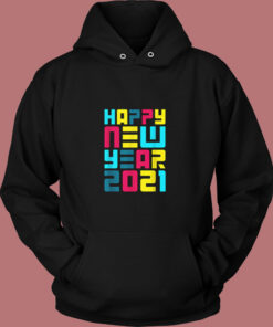 Colorful Futuristic Happy New Year Vintage Hoodie
